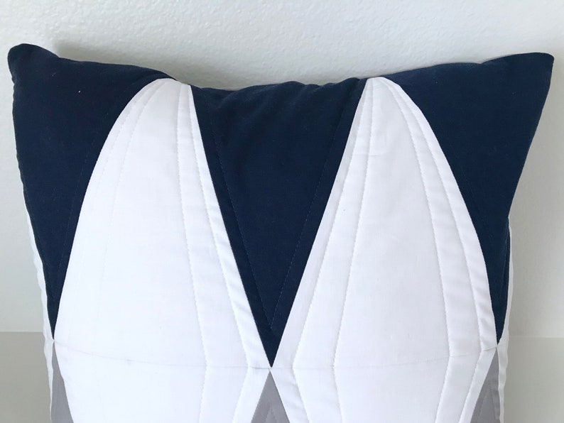 Modern Navy & Gray Diamond Pillow Cover Geometric Graphic Throw Pillow