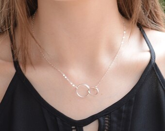 Sterling Silver Linked Circle Necklace: Eternity Infinity Hoop