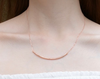 Curved Bar Necklace Bar necklace. Sterling silver bar necklace. Gold filled curved bar necklace. Rose gold filled curved bar necklace