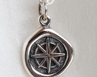 Sterling Silver Compass Necklace: Minimalist Travel Jewelry