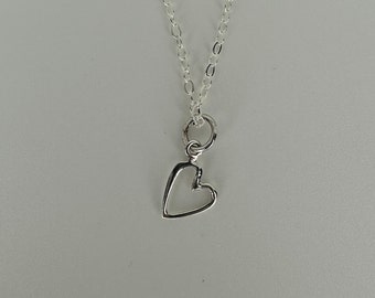 Tiny heart necklace. Sterling silver heart necklace.