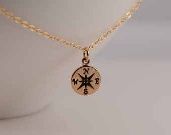 Compass necklace. Gold compass necklace. Silver compass necklace. Rose gold compass necklace