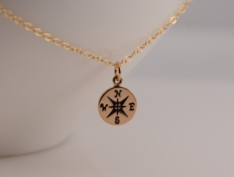 Compass necklace. Gold compass necklace. Silver compass necklace. Rose gold compass necklace image 1