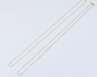 14K Solid Gold Dainty Flat Cable Chain Necklace