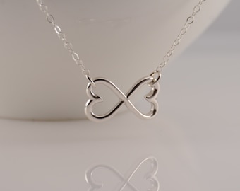 Sterling Silver Infinity Heart Necklace: Simple Love Knot Pendant