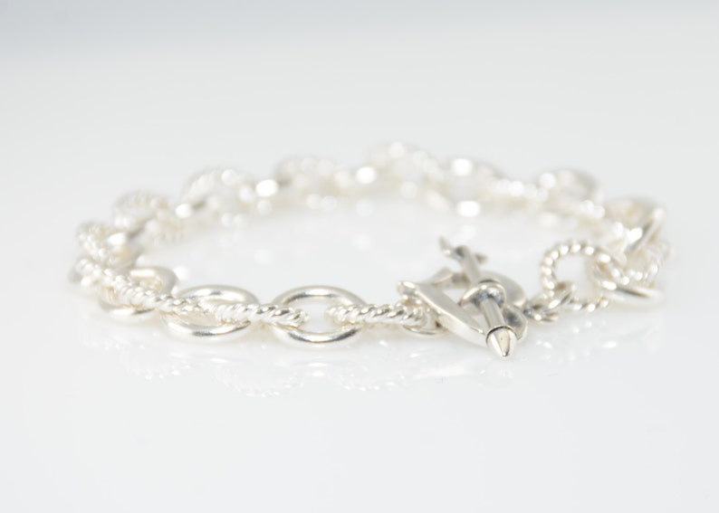 Heart and Arrow bracelet. Sterling silver heavy rope chain bracelet. 925 chain bracelet image 3