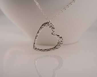 Heart necklace, Heart long necklace. Sterling silver long necklace. Gold filled long necklace. Rose gold filled necklace