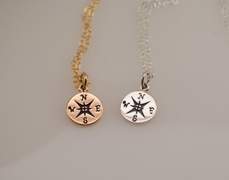 Compass necklace. Gold compass necklace. Silver compass necklace. Rose gold compass necklace image 5