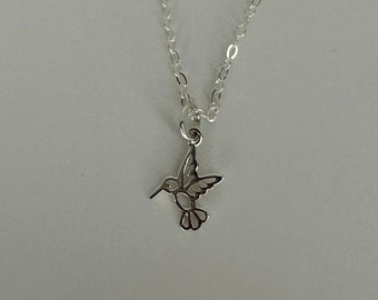 Sterling Silver Hummingbird Necklace: Delicate Bird Charm (15mm)
