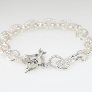 Heart and Arrow bracelet. Sterling silver heavy rope chain bracelet. 925 chain bracelet image 1