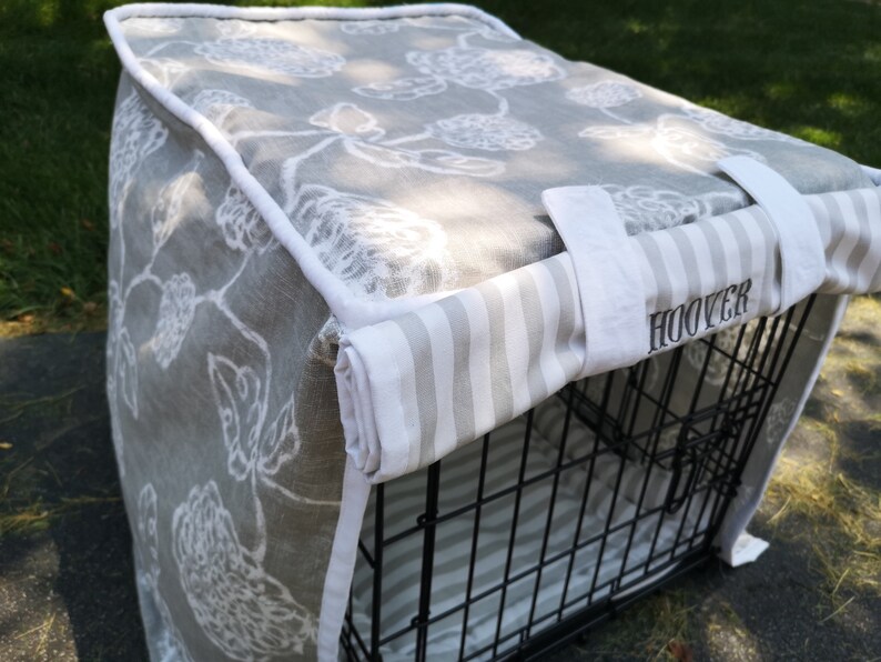 Designer Dog Crate Cover Front Opening Taupe/gray Etsy