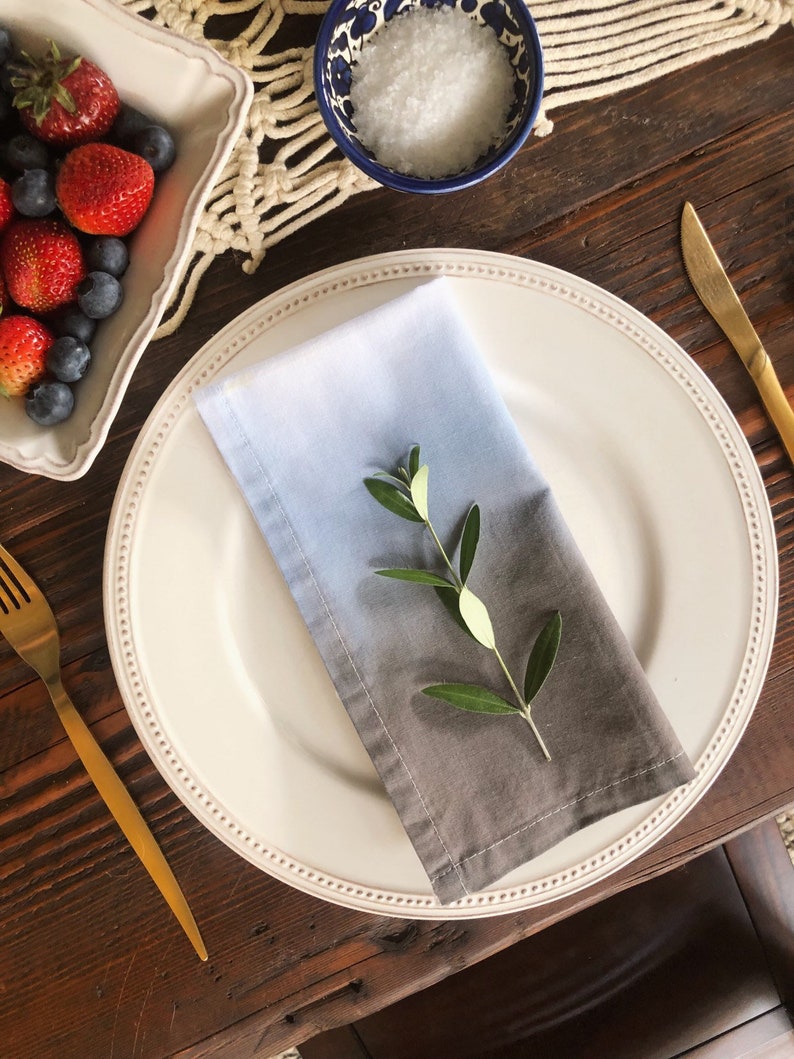 Hand Dipped Midnight Blue Ombré Napkin set of two image 0