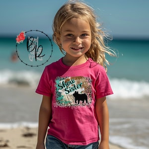 Infant Toddler Pig Turquoise Pink Cheetah Cowhide Show Sister Shirt, , 4H, Stockshow, show