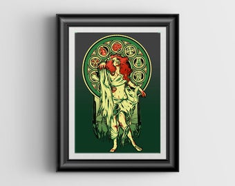 Zombie Art Nouveau poster print