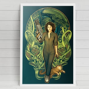 Ripley and Jonesy of Alien poster print