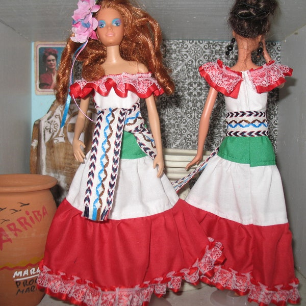 Frida Kahlo/ Mexico inspired 11.5 " (1/6 scale)  fashion doll outfits