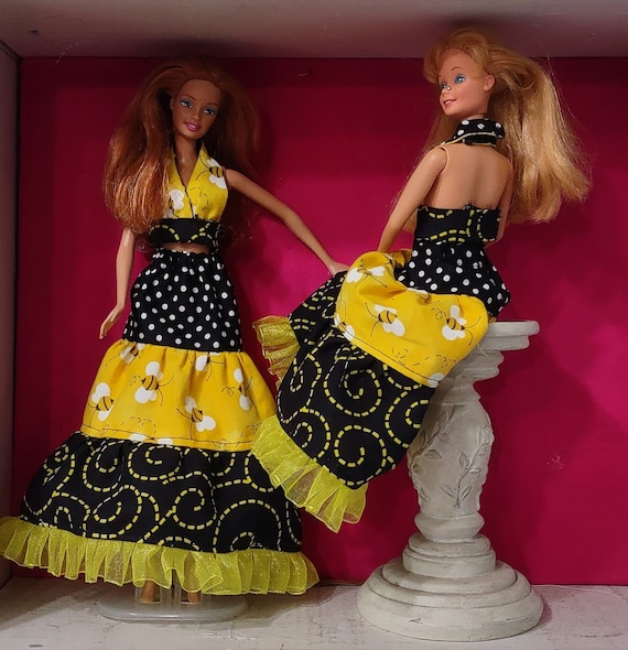 Tiered Maxi Skirt and Halter Top for fashion dolls OOAK