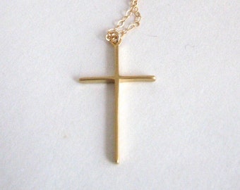 Gold-Kreuz-Halskette – 14 Karat Gold gefüllt – zierliche, zarte, minimalistische Kreuz-Halskette, Geschenk für ihre Taufe, Freundin, Tochter, Frauen, Mutter