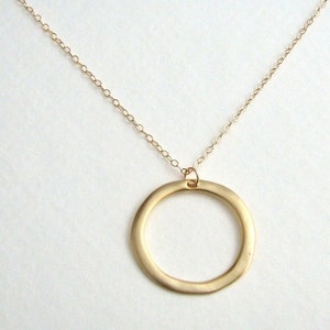 Simple Gold Open Circle Necklace-Gold Hoop Sphere Eternity Pendant, Small Dainty Everyday Minimalist Modern Wedding Gift-14K Gold Fill Chain