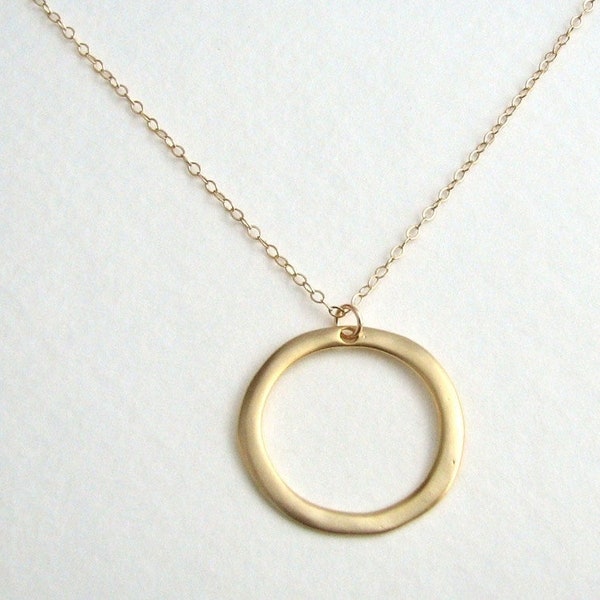Simple Gold Open Circle Necklace-Gold Hoop Sphere Eternity Pendant, Small Dainty Everyday Minimalist Modern Wedding Gift-14K Gold Fill Chain