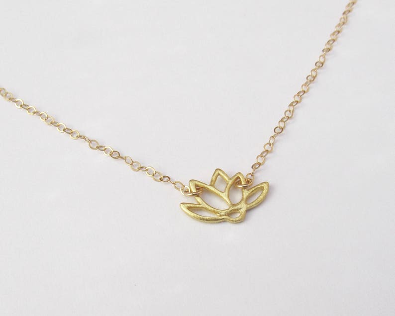 Lotus Flower Necklace 14K Gold Filled Chain Gold Lotus Necklace Gold Vermeil Dainty Flower Necklace Yoga Necklace Lotus Pendant