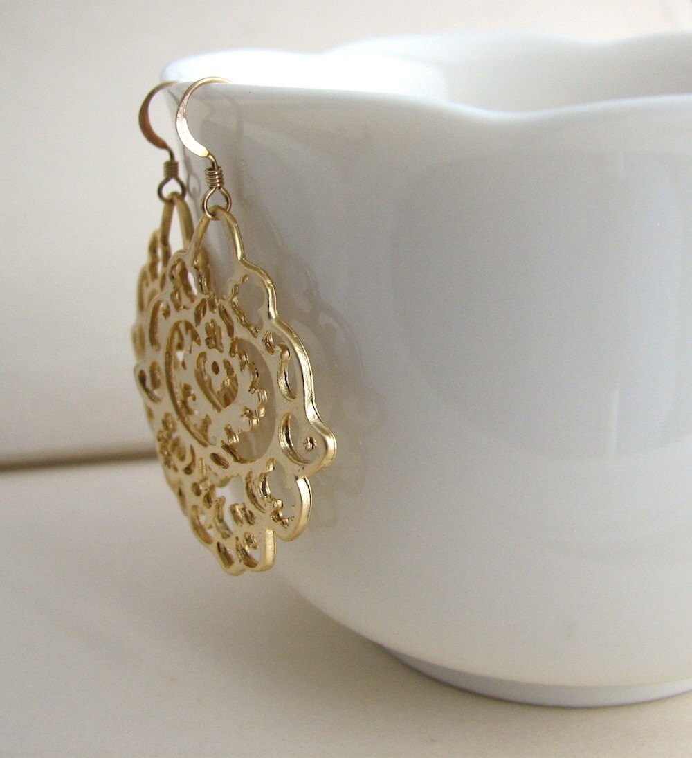 Gold Bohemian Earrings Large Gold Earrings Statement Etsy