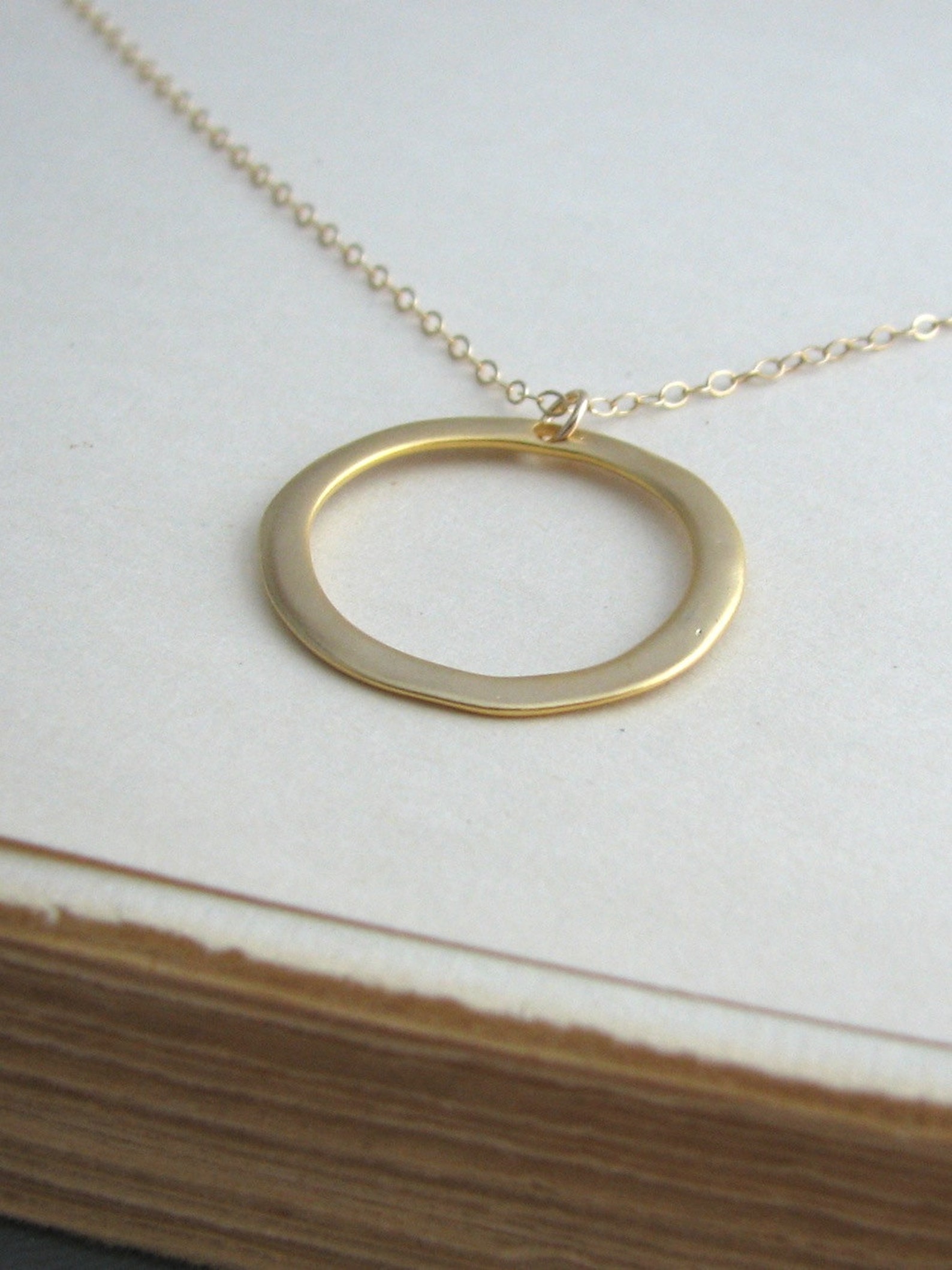 Simple Gold Open Circle Necklacegold Hoop Sphere Eternity Etsy