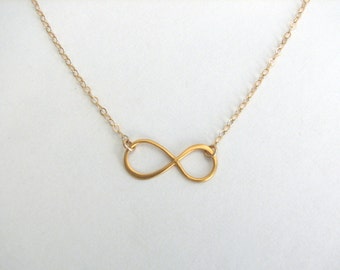 Infinity Necklace – 14k Gold Vermeil - Dainty Delicate Symbol pendant, Minimalist Jewelry Necklace Simple Gift for her girlfriend women mom