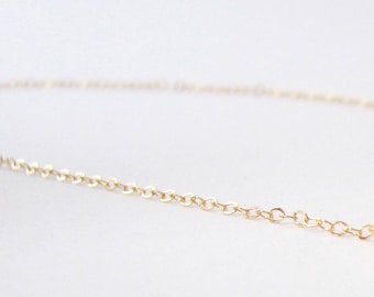 14k Thin Gold Chain -- 14K Gold Fill Chain - Simple Dainty Delicate Chain - Tiny Small Minimalist Finished Cable Chain