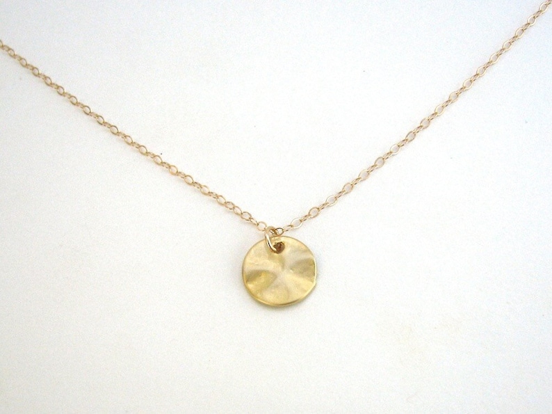 Small Disc Necklace 14k Gold Disc Pendant Gold Circle - Etsy