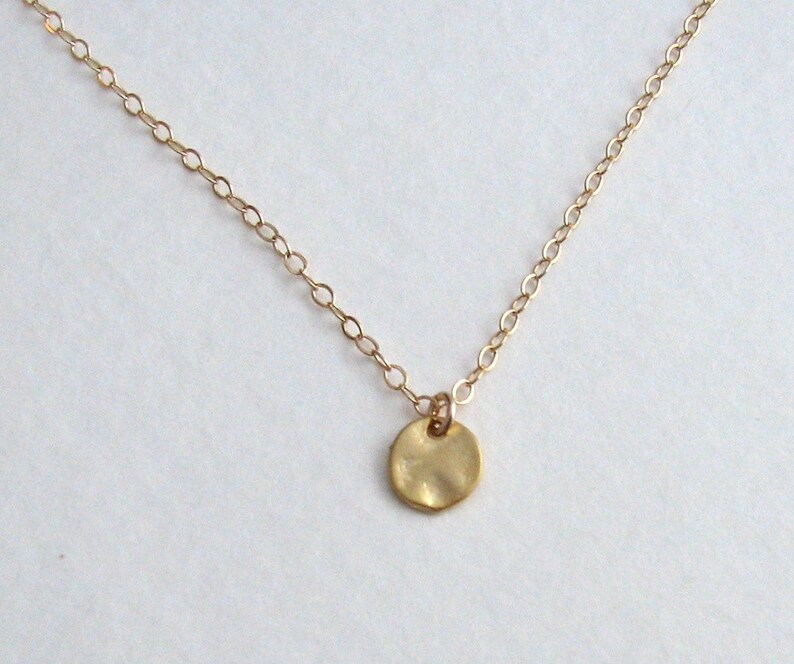 Tiny Gold Disc Necklace 14k Gold Small Circle Dot Sphere Etsy