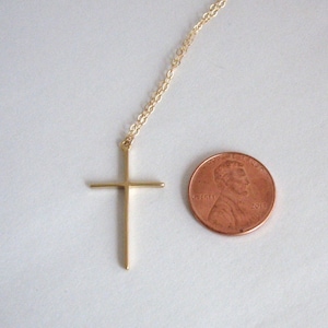 Simple Skinny Gold Cross Necklace 14K Gold Fill Chain, Christian Necklace Jewelry, Religious, Dainty Delicate Thin Cross, Bridesmaid Gift image 8