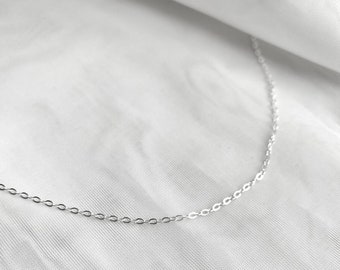 Sterling Silver Chain, Silver Finished Chain, Simple Silver Dainty Chain, Delicate Chain, Minimalist Chain Necklace, Single Cable Chain