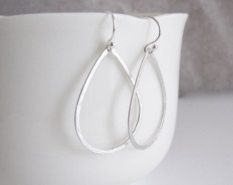 Aros delicados de lágrima martillados, pendientes de lágrima, pendientes de lágrima de plata, pendientes de aro, plata u oro - Alambres para pendientes de plata esterlina/oro de 14 k