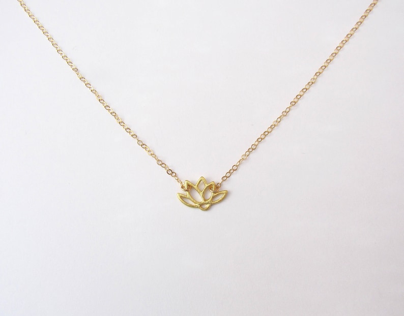 Lotus Flower Necklace 14K Gold Filled Chain Gold Lotus Necklace Gold Vermeil Dainty Flower Necklace Yoga Necklace Lotus Pendant