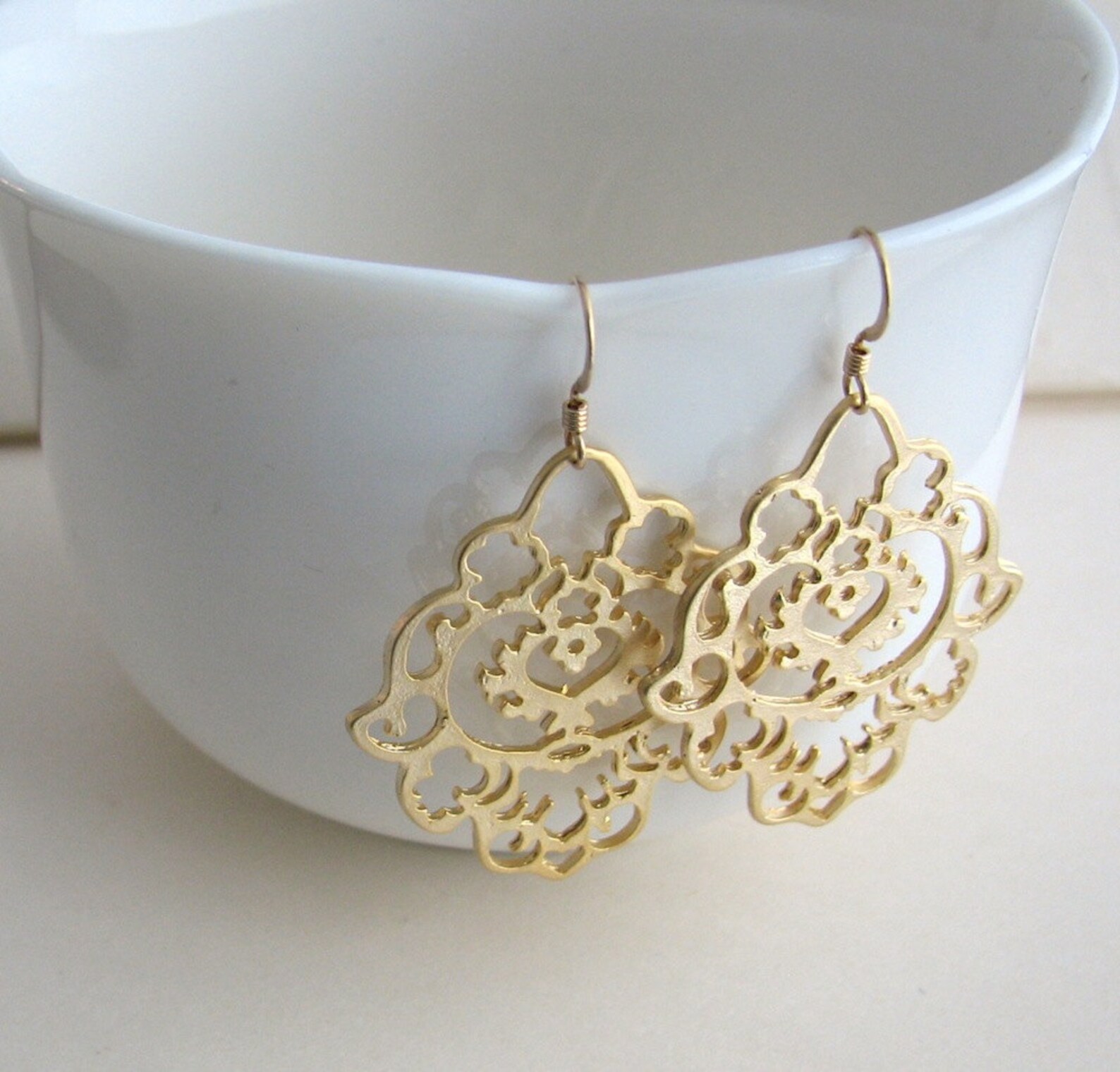 Gold Bohemian Earrings Large Gold Earrings Statement Etsy