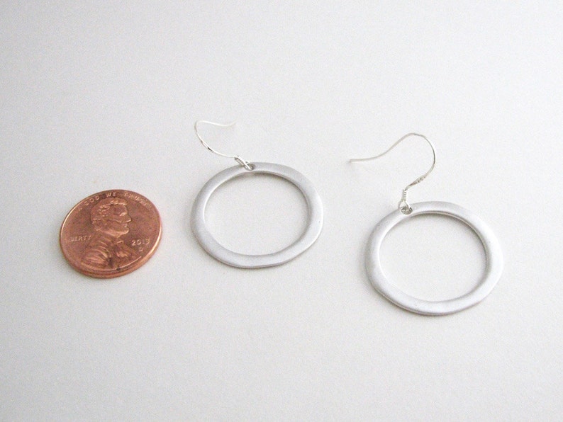 Minimalist Earrings Silver Dangle Earrings Sterling  Gold Ear Wires Simple Silver Hoop Earrings Silver Circle Earrings Silver or Gold