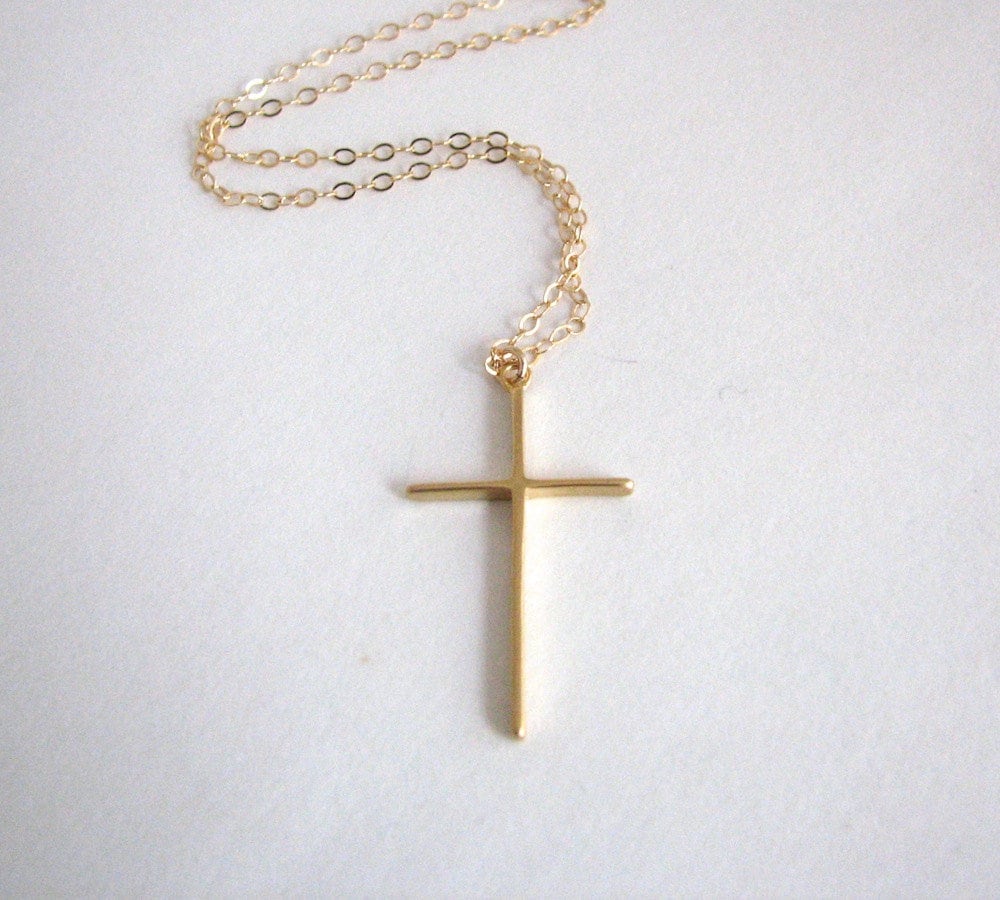 Thin Gold Delicate Cross Necklace 