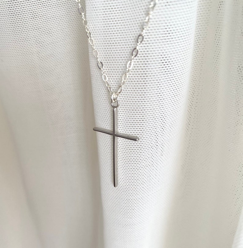 Simple Skinny Gold Cross Necklace 14K Gold Fill Chain, Christian Necklace Jewelry, Religious, Dainty Delicate Thin Cross, Bridesmaid Gift image 6