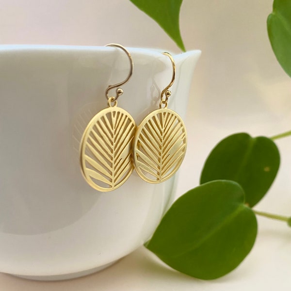 Small Gold Leaf Earrings Etsy