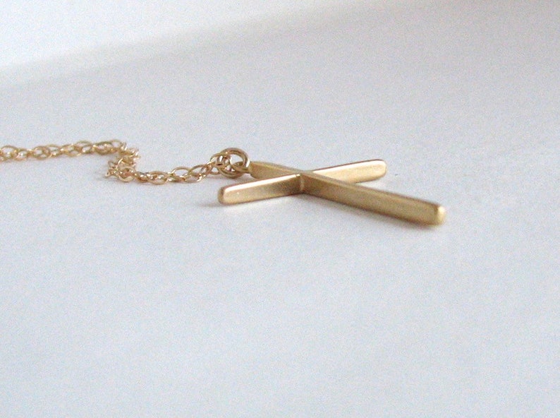 Thin Gold Delicate Cross Necklace Simple Skinny Cross Etsy