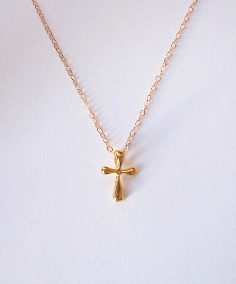Gold Cross Necklace 14k Gold Vermeil Dainty Delicate Etsy