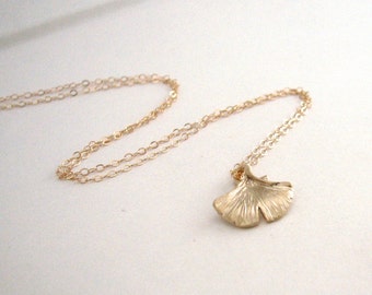 Ginkgo Leaf Necklace/14k Gold Filled Dainty Delicate Minimalist Simple Ginkgo Necklace, Gift her girlfriend daughter women mom