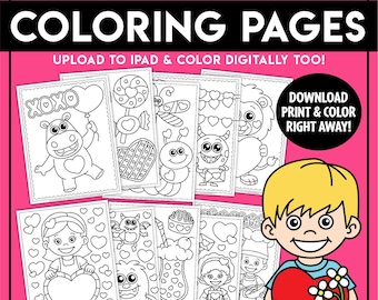 Printable Valentine's Day Coloring Pages {Zip-A-Dee-Doo-Dah Designs}