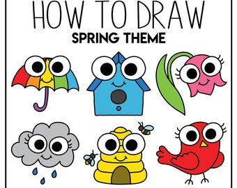 Directed Drawing Notebook - Spring Theme - 10 drawings, 50 activity pages