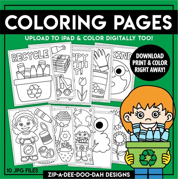 Printable Earth Day Coloring Pages Zip-A-Dee-Doo-Dah Designs