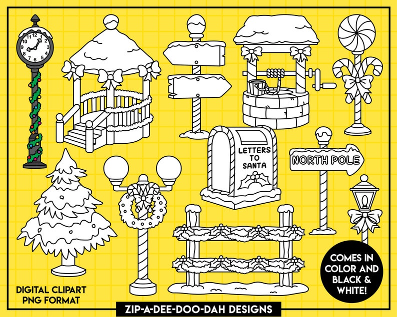 Christmas Village Clipart Set Zip a dee doo dah Designs Etsy Sweden