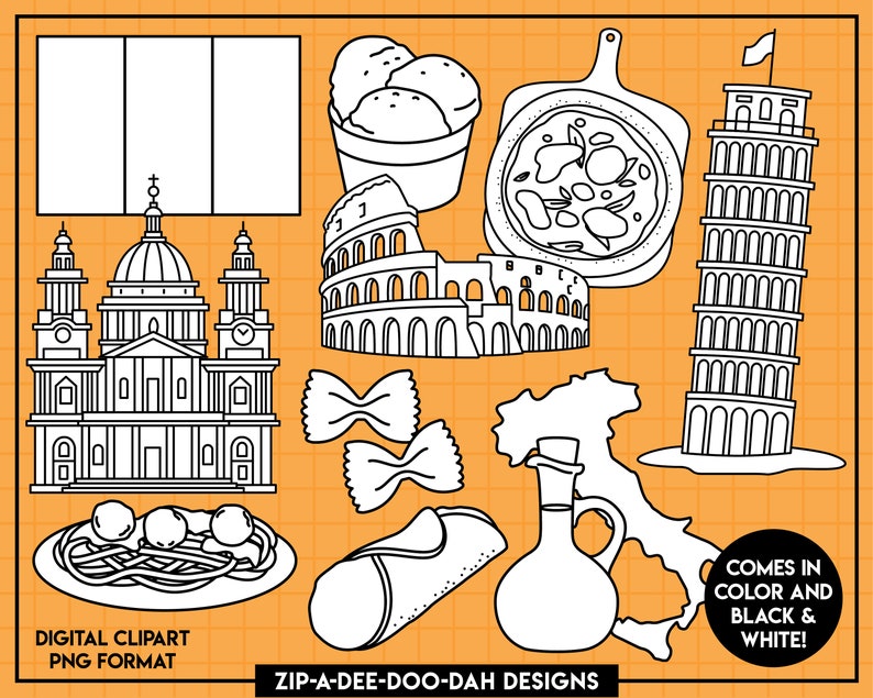 Italy Icons Clipart Set Zip a dee doo dah Designs Etsy Finland