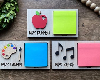 Teacher Sticky Note Holders, Personalized Sticky Note Holder, Teacher Appreciation Gifts, Teacher Gift, Art Teacher Gift, Music Teacher Gift