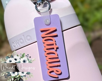 Water Bottle Name Charm, Back to School Water Bottle Label, Water Bottle Name Tag, Personalized Water Bottle Charm, Acrylic Name Keychain